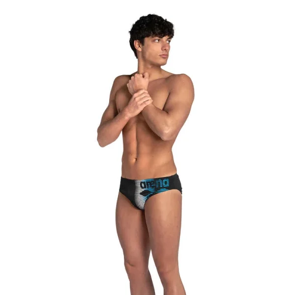 Badehose Slip Herren Arena – Schwarz/blau 1